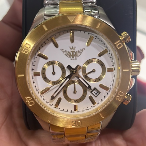 Taslin Silver Gold Watch Men Gift Christmas Timepiece - Picture 5 of 5